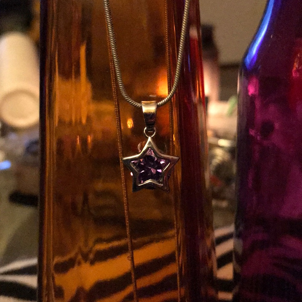 Silver chain and Amethyst charm